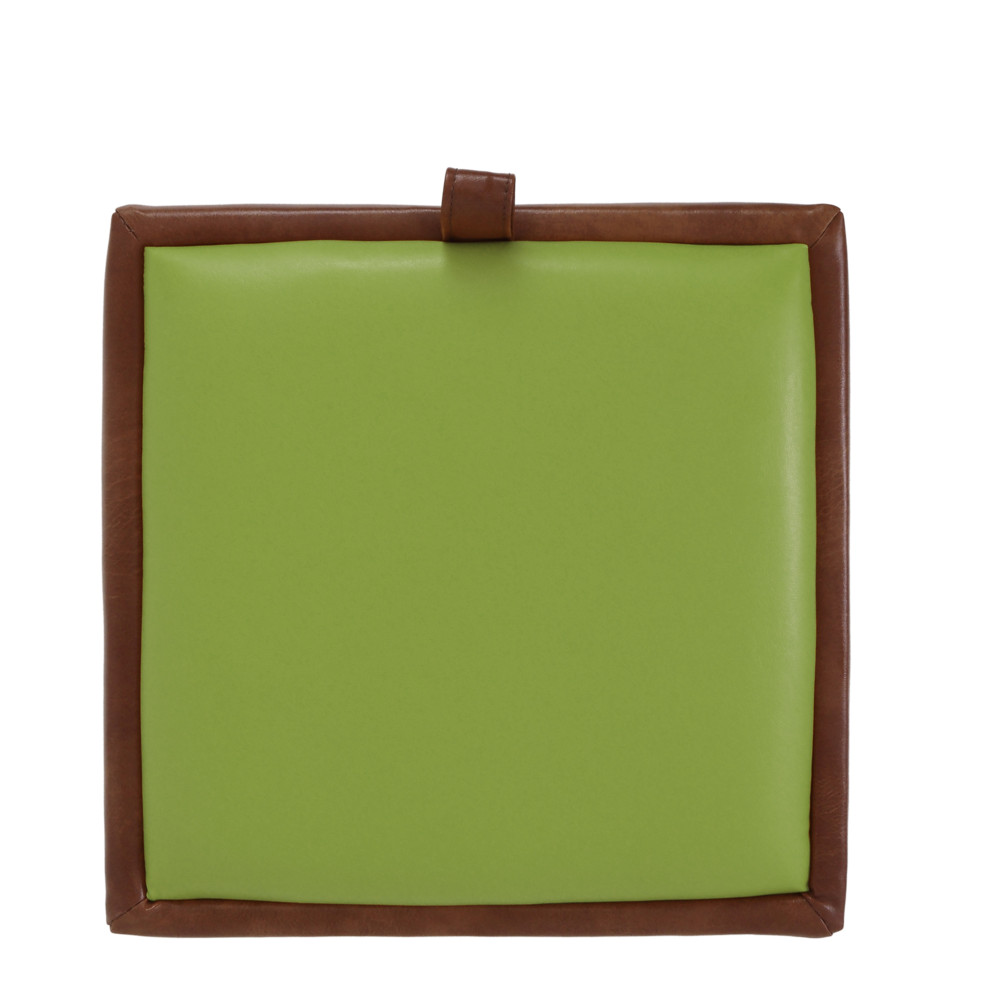 Taburet Box - imitatie piele coniac/verde - 8070/21899