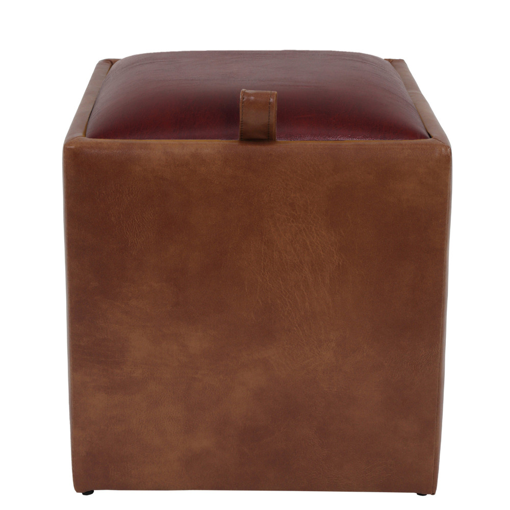 Taburet Box - imitatie piele coniac/bordo - 8070/21902 Taburet Box - imitatie piele coniac/bordo - 8070/21902