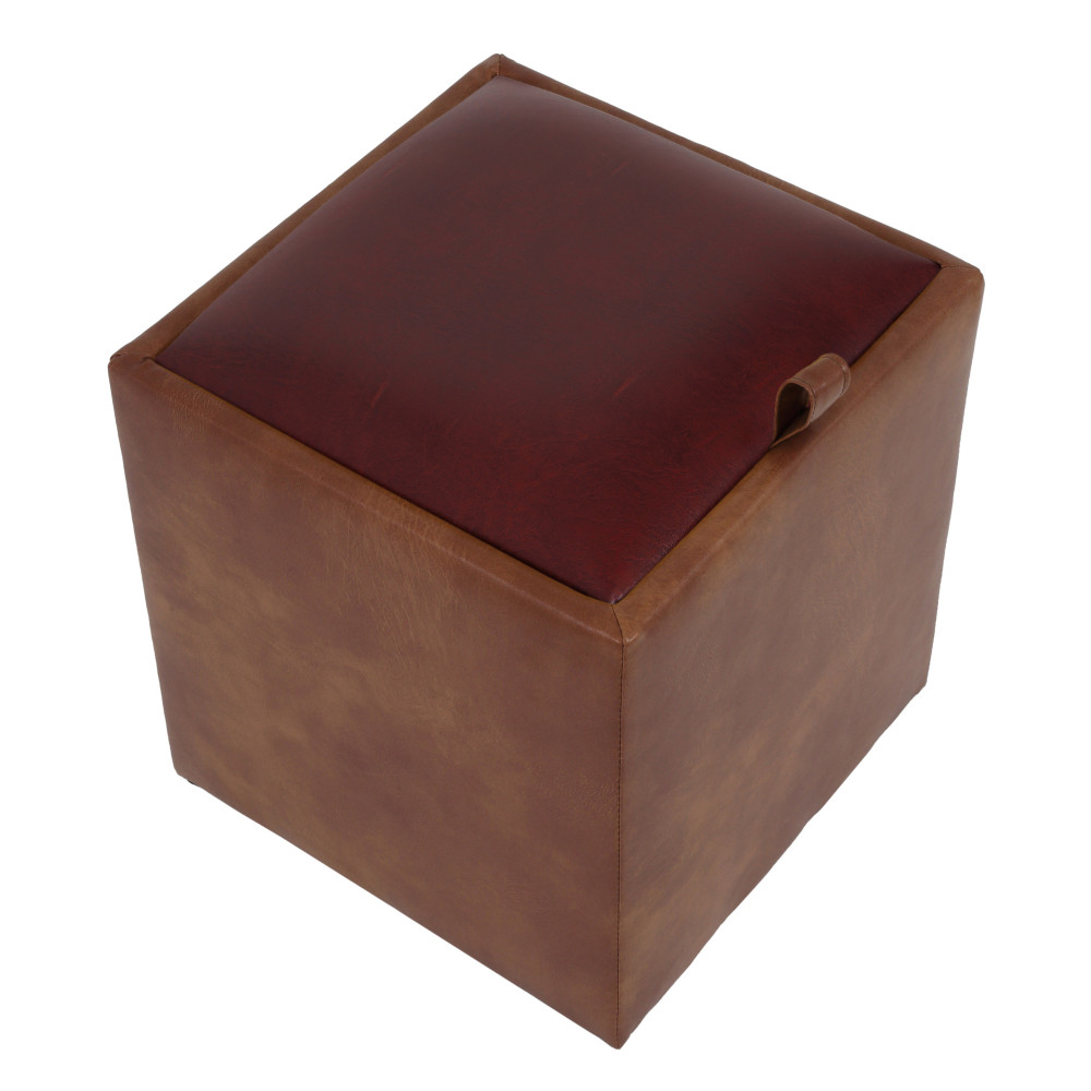 Taburet Box - imitatie piele coniac/bordo - 8070/21902 Taburet Box - imitatie piele coniac/bordo - 8070/21902