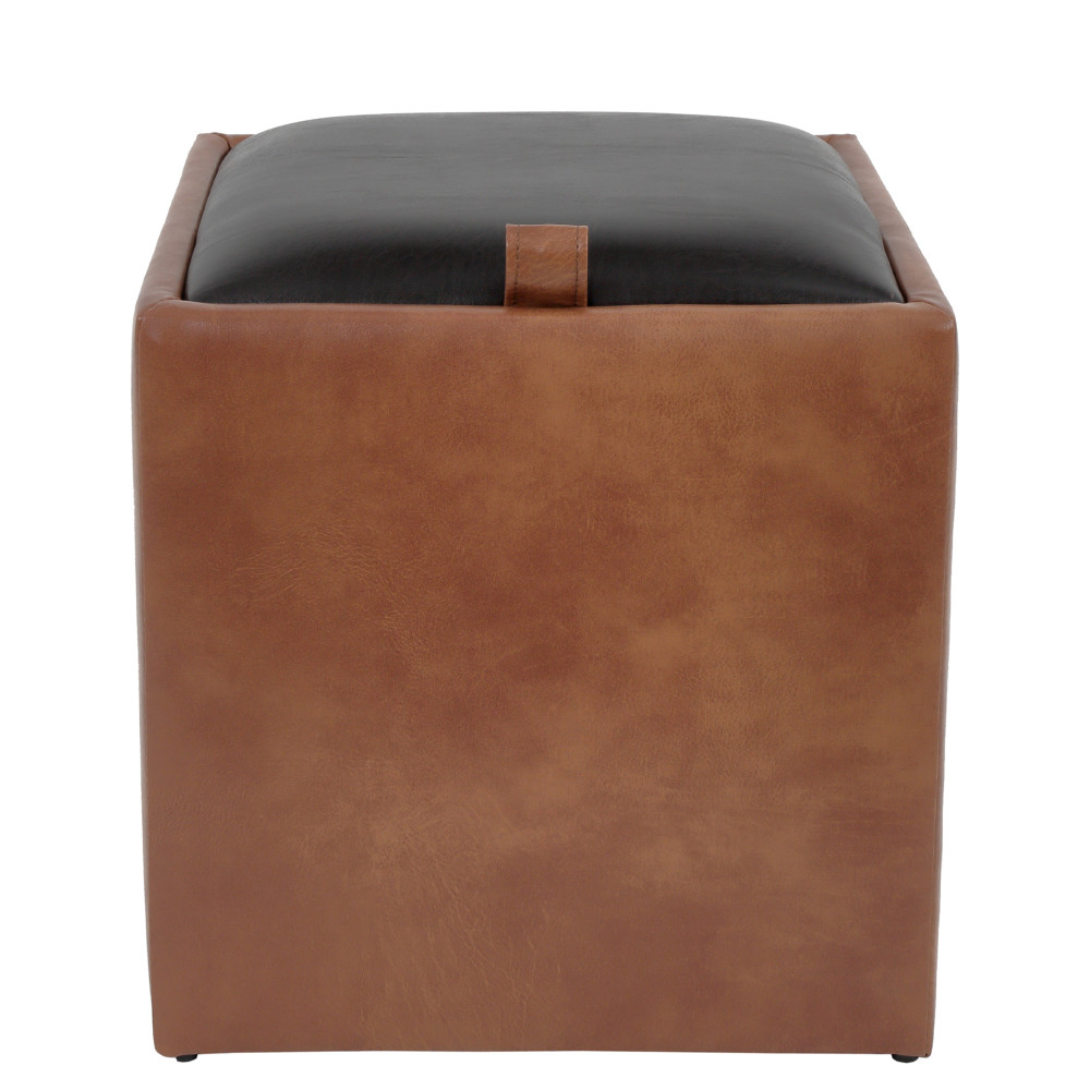 Taburet Box - imitatie piele coniac/wenge - 8070/21835