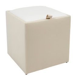 Taburet Box - imitatie piele crem/alb - 21834/21894 Taburet Box - imitatie piele crem/alb - 21834/21894