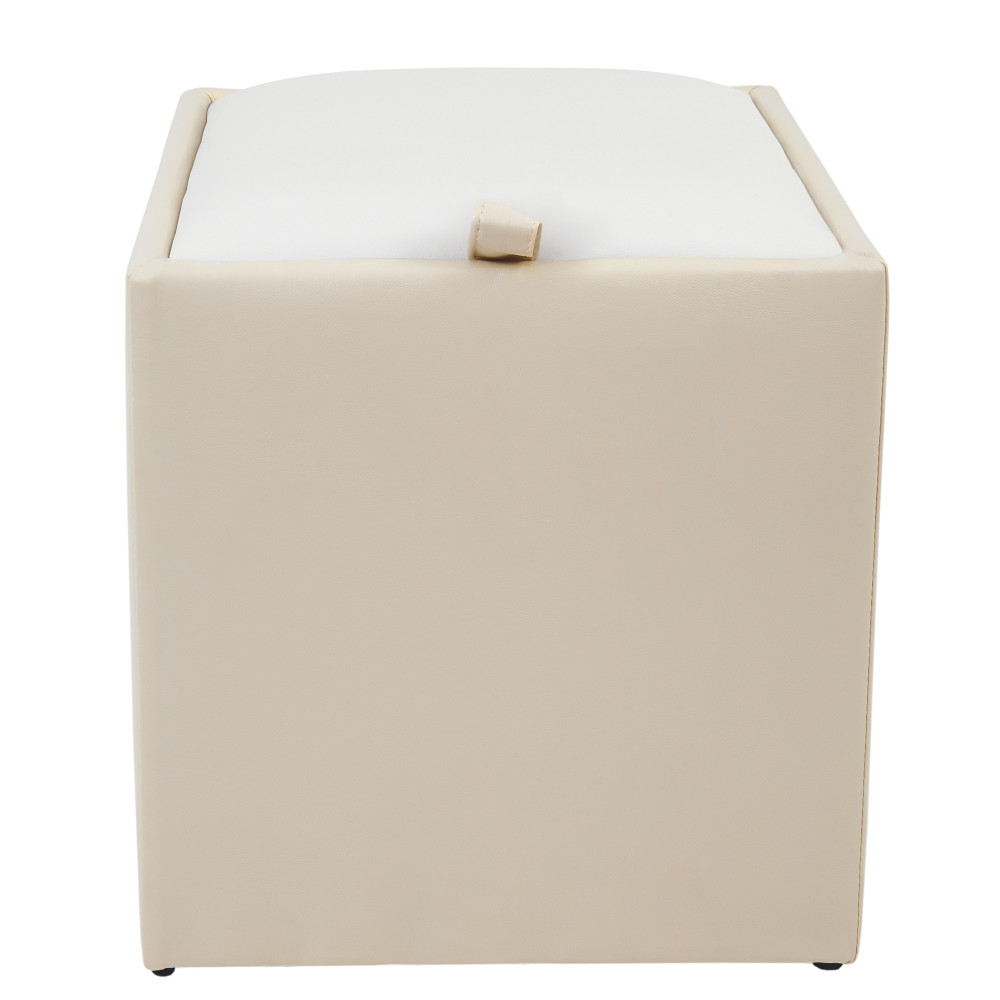 Taburet Box - imitatie piele crem/alb - 21834/21894 Taburet Box - imitatie piele crem/alb - 21834/21894