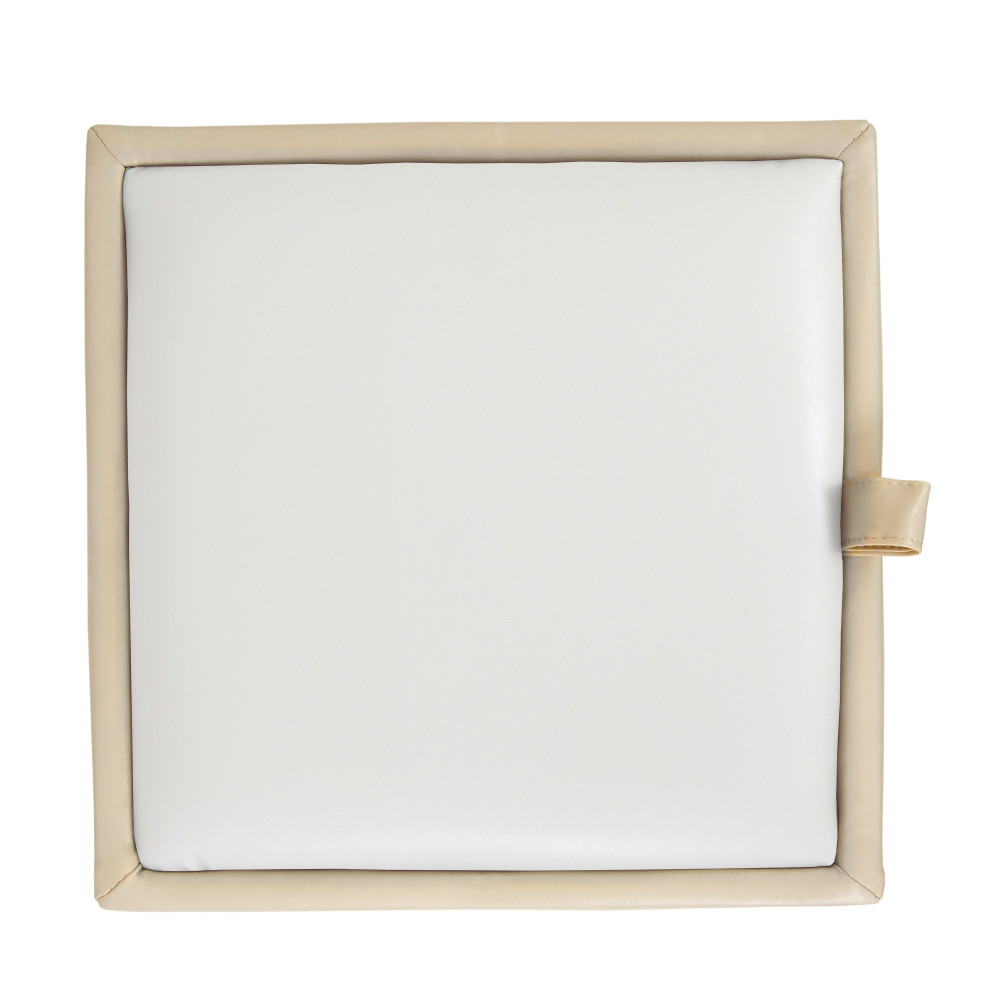 Taburet Box - imitatie piele crem/alb - 21834/21894 Taburet Box - imitatie piele crem/alb - 21834/21894