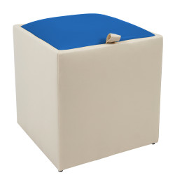 Taburet Box - imitatie piele crem/albastru - 21834/21898 Taburet Box - imitatie piele crem/albastru - 21834/21898