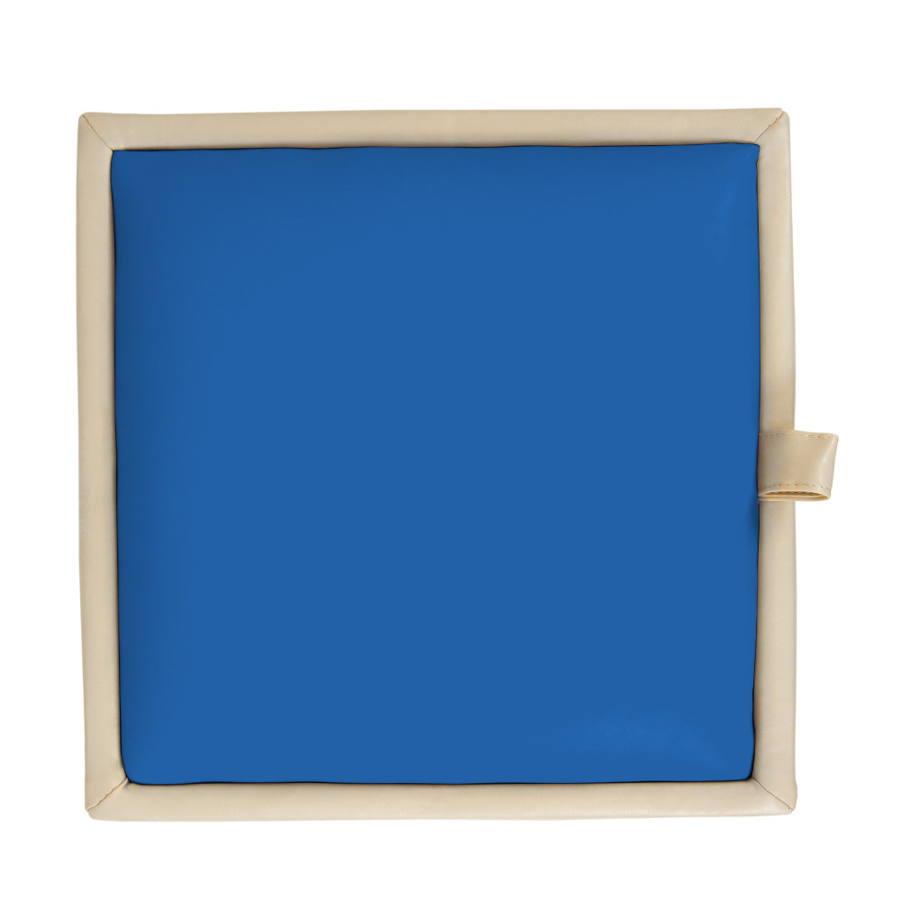 Taburet Box - imitatie piele crem/albastru - 21834/21898 Taburet Box - imitatie piele crem/albastru - 21834/21898