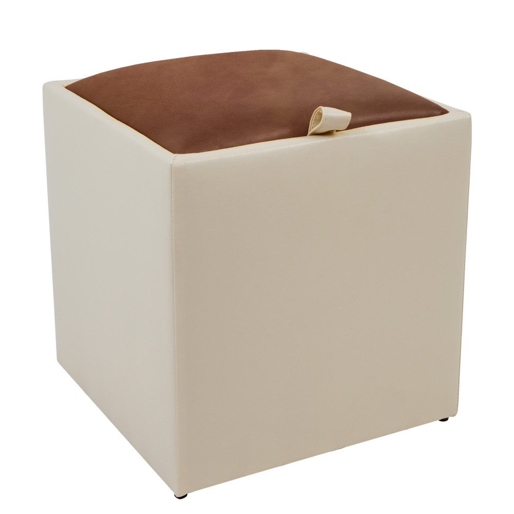 Taburet Box - imitatie piele crem/coniac - 21834/8070 Taburet Box - imitatie piele crem/coniac - 21834/8070