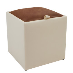 Taburet Box - imitatie piele crem/coniac - 21834/8070 Taburet Box - imitatie piele crem/coniac - 21834/8070