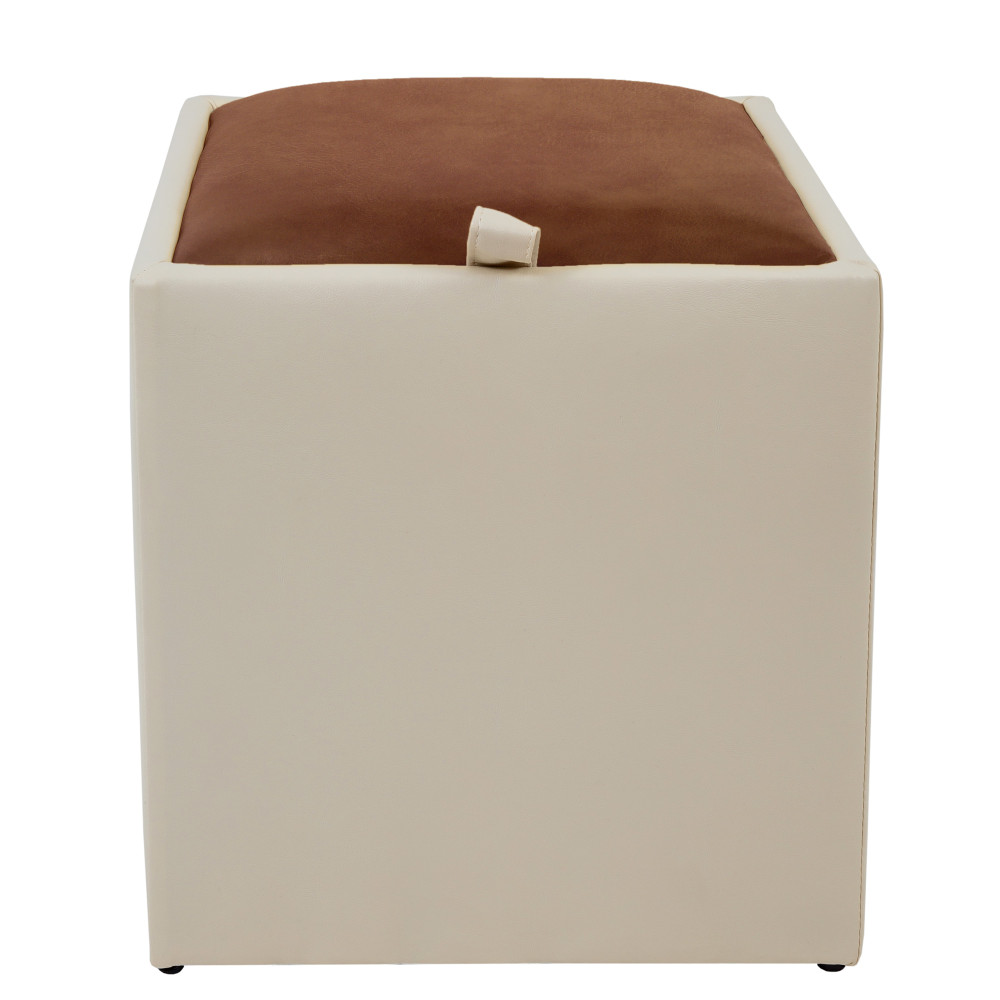 Taburet Box - imitatie piele crem/coniac - 21834/8070 Taburet Box - imitatie piele crem/coniac - 21834/8070