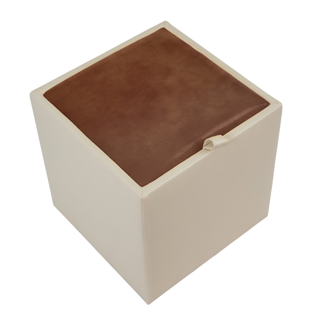 Taburet Box - imitatie piele crem/coniac - 21834/8070 Taburet Box - imitatie piele crem/coniac - 21834/8070
