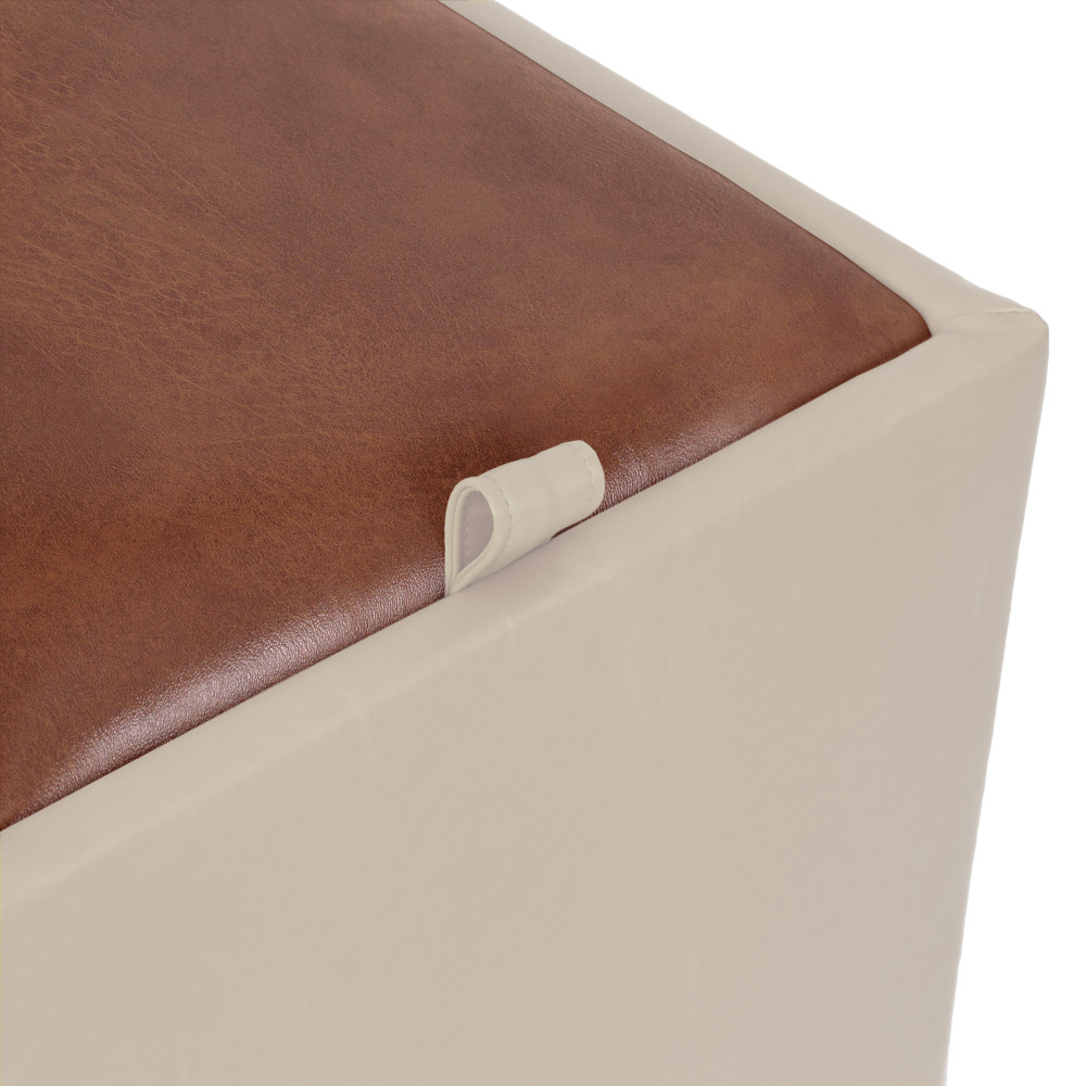 Taburet Box - imitatie piele crem/coniac - 21834/8070 Taburet Box - imitatie piele crem/coniac - 21834/8070