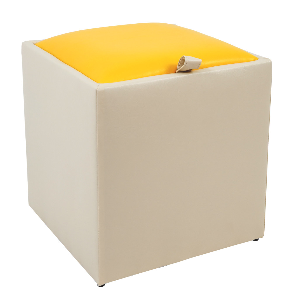 Taburet Box - imitatie piele crem/galben - 21834/22168 Taburet Box - imitatie piele crem/galben - 21834/22168