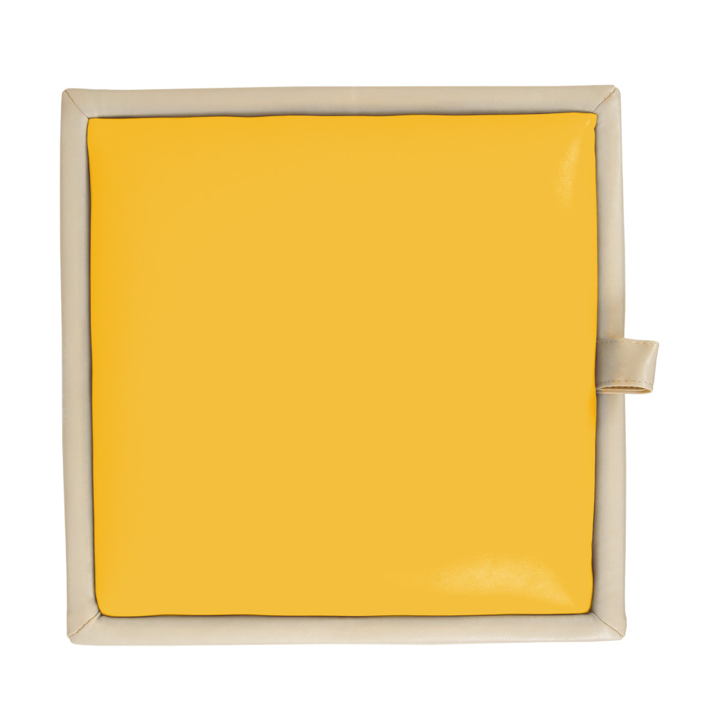 Taburet Box - imitatie piele crem/galben - 21834/22168 Taburet Box - imitatie piele crem/galben - 21834/22168