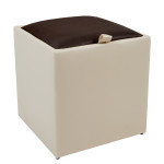 Taburet Box - imitatie piele crem/maro - 21834/15611