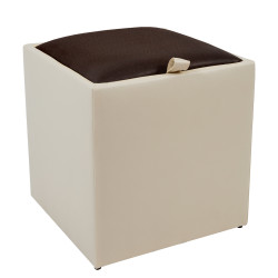 Taburet Box - imitatie piele crem/maro - 21834/15611 Taburet Box - imitatie piele crem/maro - 21834/15611