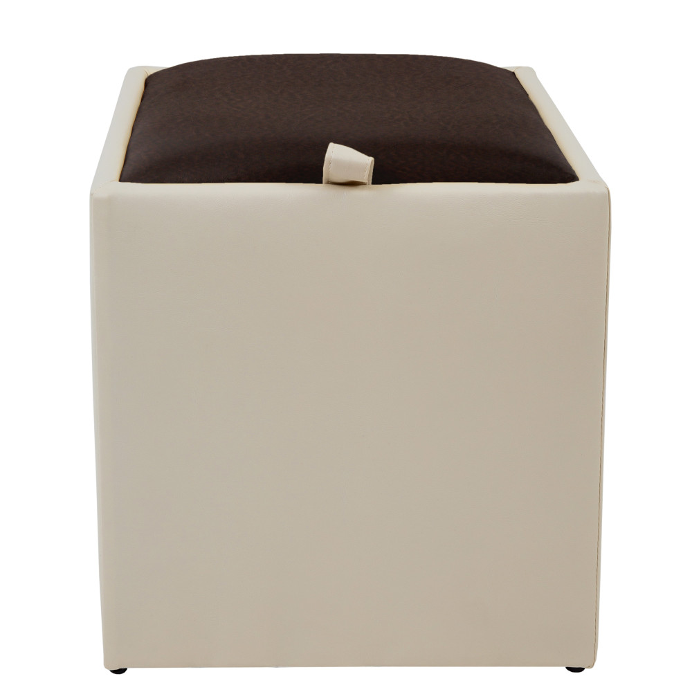 Taburet Box - imitatie piele crem/maro - 21834/15611 Taburet Box - imitatie piele crem/maro - 21834/15611