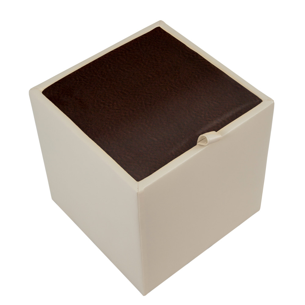 Taburet Box - imitatie piele crem/maro - 21834/15611 Taburet Box - imitatie piele crem/maro - 21834/15611