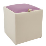 Taburet Box - imitatie piele crem/mov - 21834/21897
