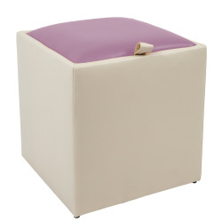 Taburet Box - imitatie piele crem/mov - 21834/21897 Taburet Box - imitatie piele crem/mov - 21834/21897