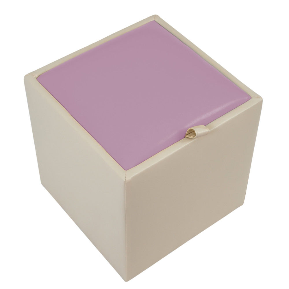 Taburet Box - imitatie piele crem/mov - 21834/21897 Taburet Box - imitatie piele crem/mov - 21834/21897