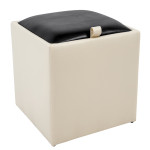 Taburet Box - imitatie piele crem/negru - 21834/21901