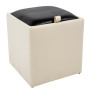 Taburet Box - imitatie piele crem/negru - 21834/21901 Taburet Box - imitatie piele crem/negru - 21834/21901