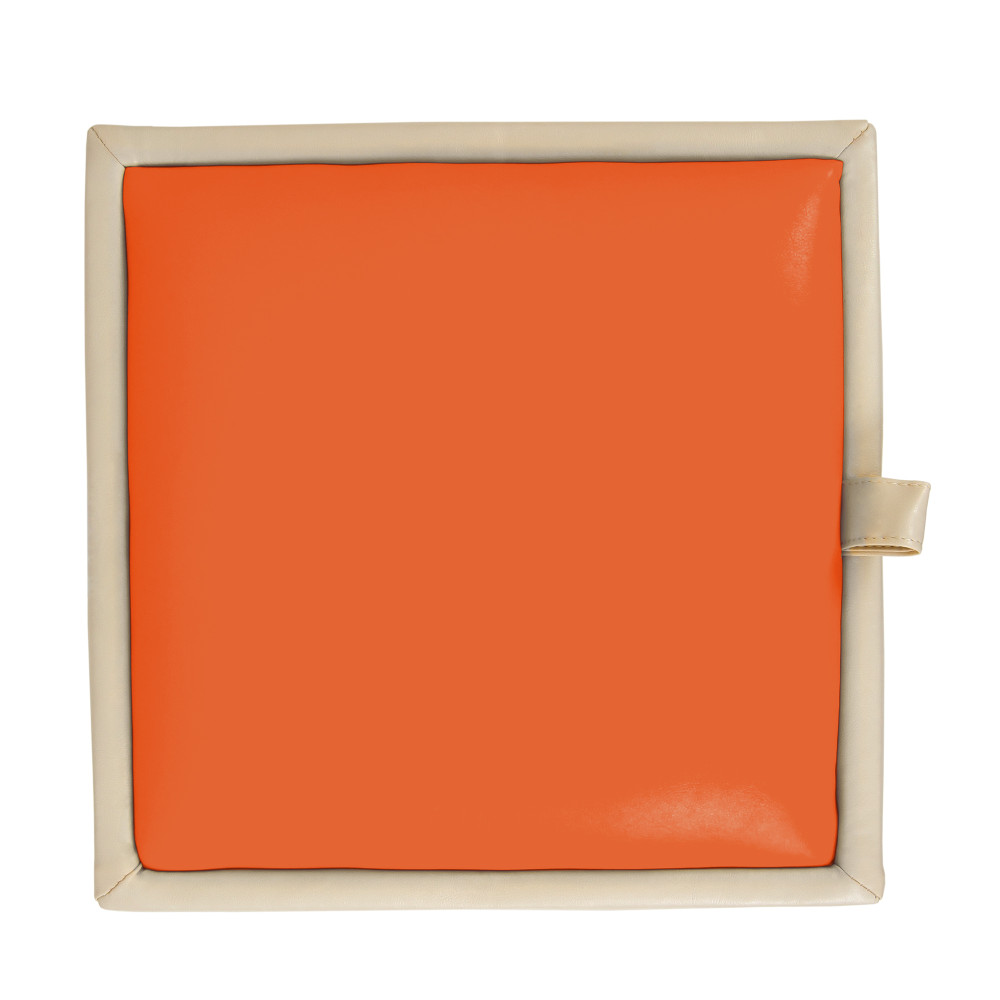 Taburet Box - imitatie piele crem/portocaliu - 21834/21895 Taburet Box - imitatie piele crem/portocaliu - 21834/21895