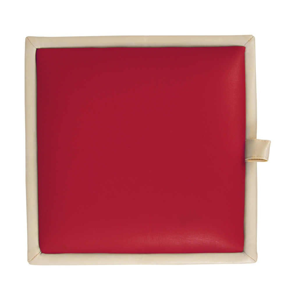 Taburet Box - imitatie piele crem/rosu - 21834/21900