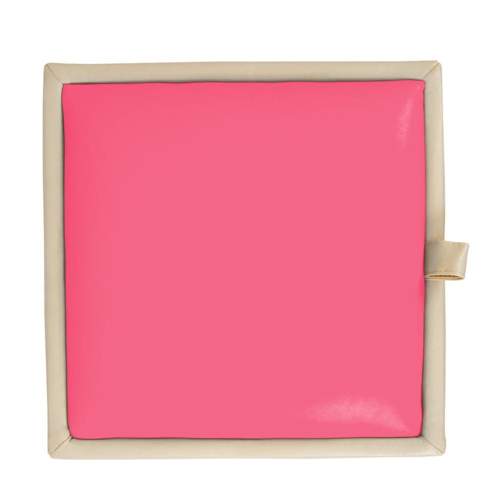 Taburet Box - imitatie piele crem/roz - 21834/21896 Taburet Box - imitatie piele crem/roz - 21834/21896