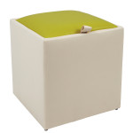 Taburet Box - imitatie piele crem/verde - 21834/21899