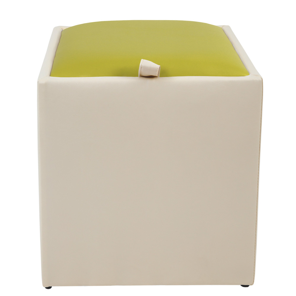 Taburet Box - imitatie piele crem/verde - 21834/21899 Taburet Box - imitatie piele crem/verde - 21834/21899