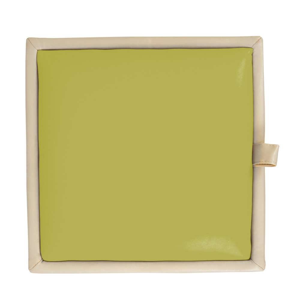 Taburet Box - imitatie piele crem/verde - 21834/21899 Taburet Box - imitatie piele crem/verde - 21834/21899