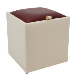 Taburet Box - imitatie piele crem/bordo - 21834/21902 Taburet Box - imitatie piele crem/bordo - 21834/21902