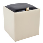 Taburet Box - imitatie piele crem/wenge - 21834/21835
