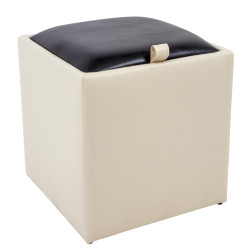 Taburet Box - imitatie piele crem/wenge - 21834/21835 Taburet Box - imitatie piele crem/wenge - 21834/21835