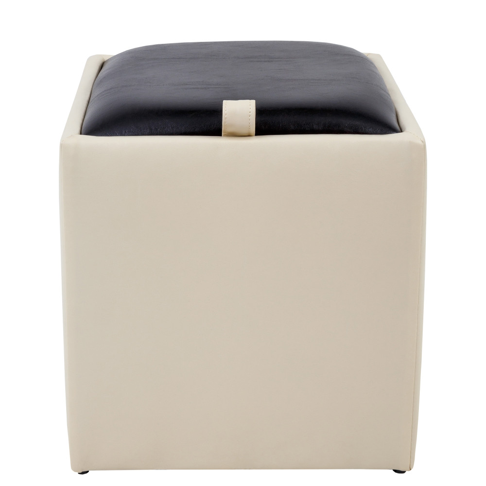 Taburet Box - imitatie piele crem/wenge - 21834/21835 Taburet Box - imitatie piele crem/wenge - 21834/21835