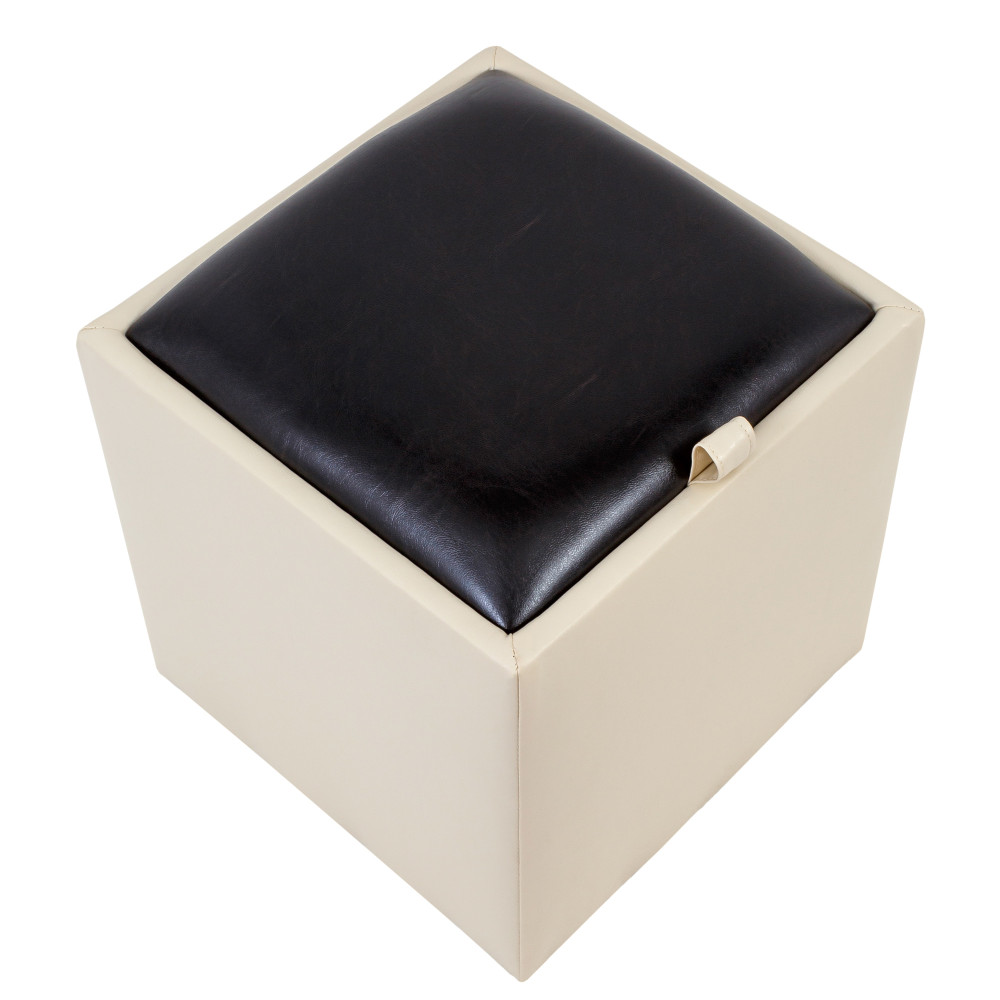 Taburet Box - imitatie piele crem/wenge - 21834/21835 Taburet Box - imitatie piele crem/wenge - 21834/21835