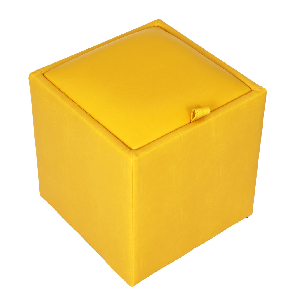 Taburet Box - imitatie piele galben - 22168
