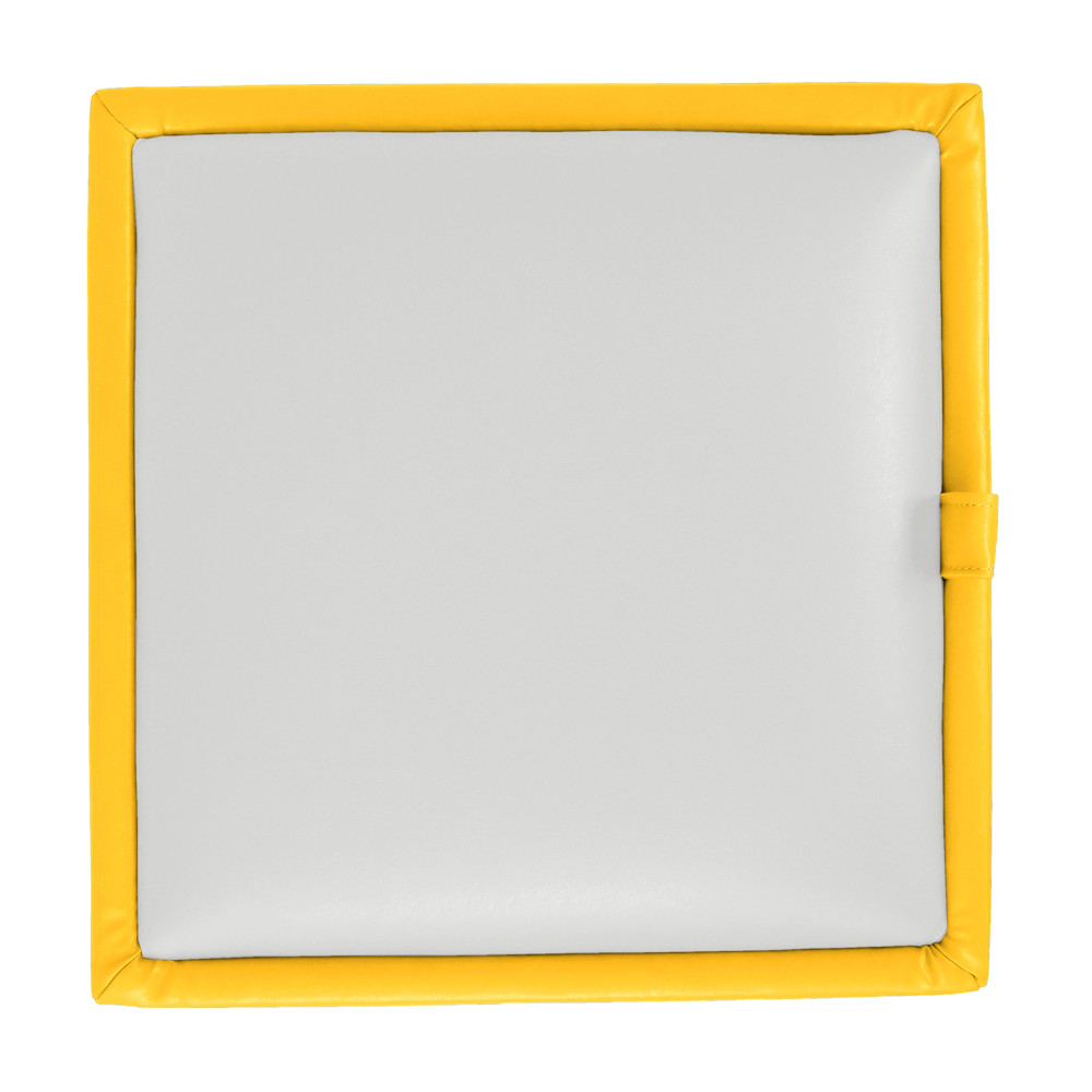 Taburet Box - imitatie piele galben/alb - 22168/21894 Taburet Box - imitatie piele galben/alb - 22168/21894
