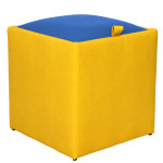 Taburet Box - imitatie piele galben/albastru - 22168/21898
