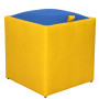 Taburet Box - imitatie piele galben/albastru - 22168/21898 Taburet Box - imitatie piele galben/albastru - 22168/21898