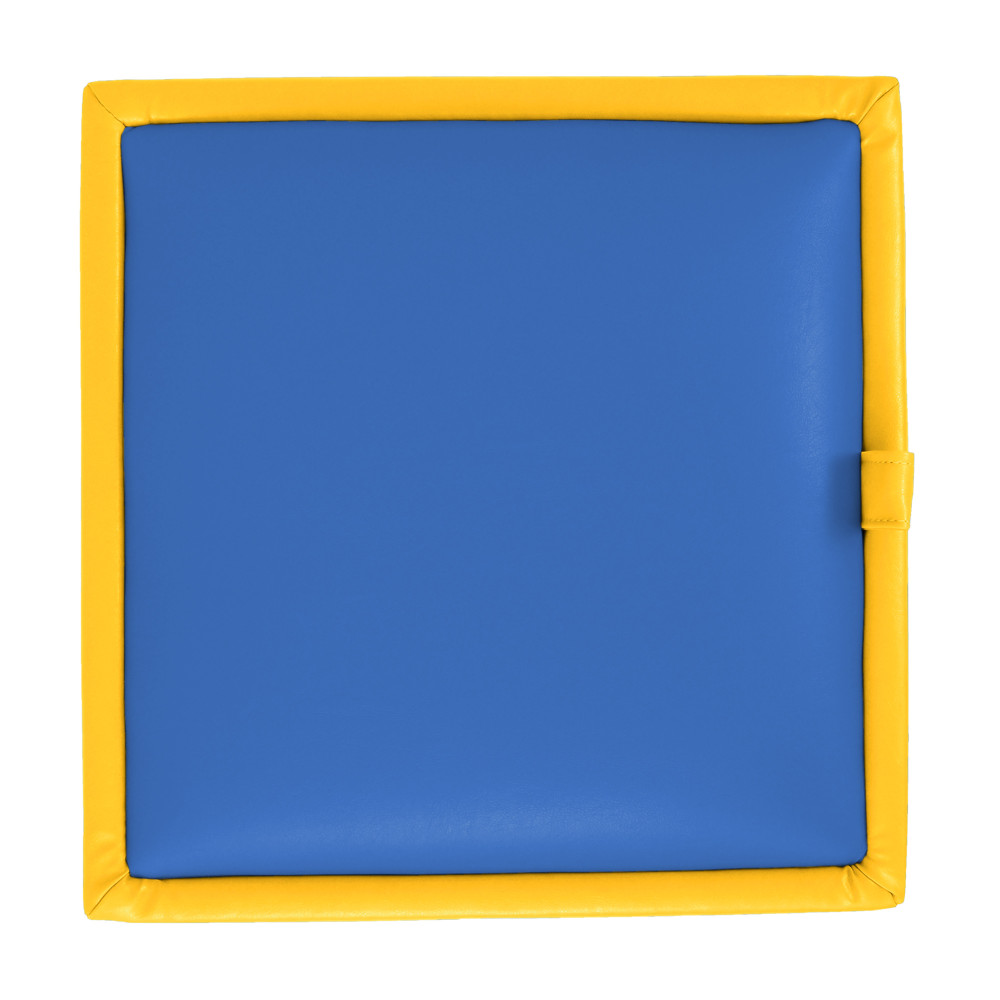Taburet Box - imitatie piele galben/albastru - 22168/21898 Taburet Box - imitatie piele galben/albastru - 22168/21898