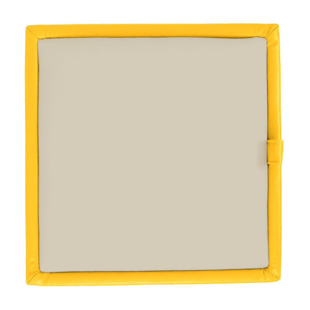 Taburet Box - imitatie piele galben/crem - 22168/21834 Taburet Box - imitatie piele galben/crem - 22168/21834