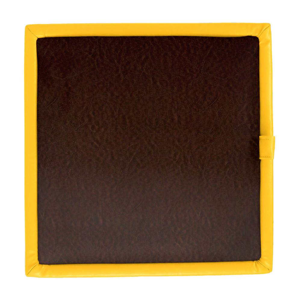 Taburet Box - imitatie piele galben/maro - 22168/15611 Taburet Box - imitatie piele galben/maro - 22168/15611