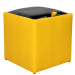 Taburet Box - imitatie piele galben/negru - 22168/21901