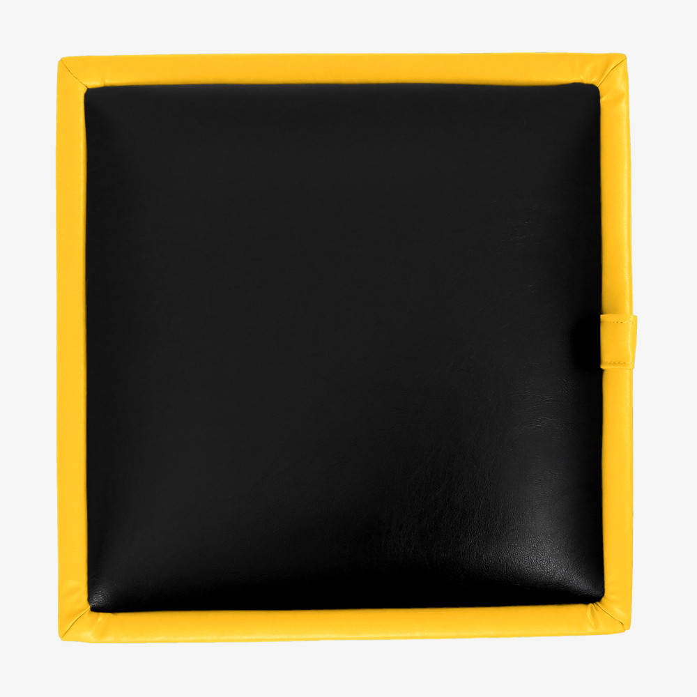 Taburet Box - imitatie piele galben/negru - 22168/21901 Taburet Box - imitatie piele galben/negru - 22168/21901