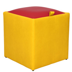 Taburet Box - imitatie piele galben/rosu - 22168/21900 Taburet Box - imitatie piele galben/rosu - 22168/21900