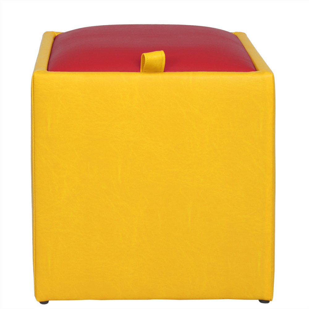 Taburet Box - imitatie piele galben/rosu - 22168/21900 Taburet Box - imitatie piele galben/rosu - 22168/21900