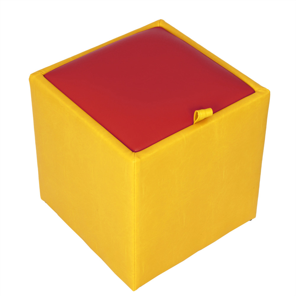 Taburet Box - imitatie piele galben/rosu - 22168/21900 Taburet Box - imitatie piele galben/rosu - 22168/21900