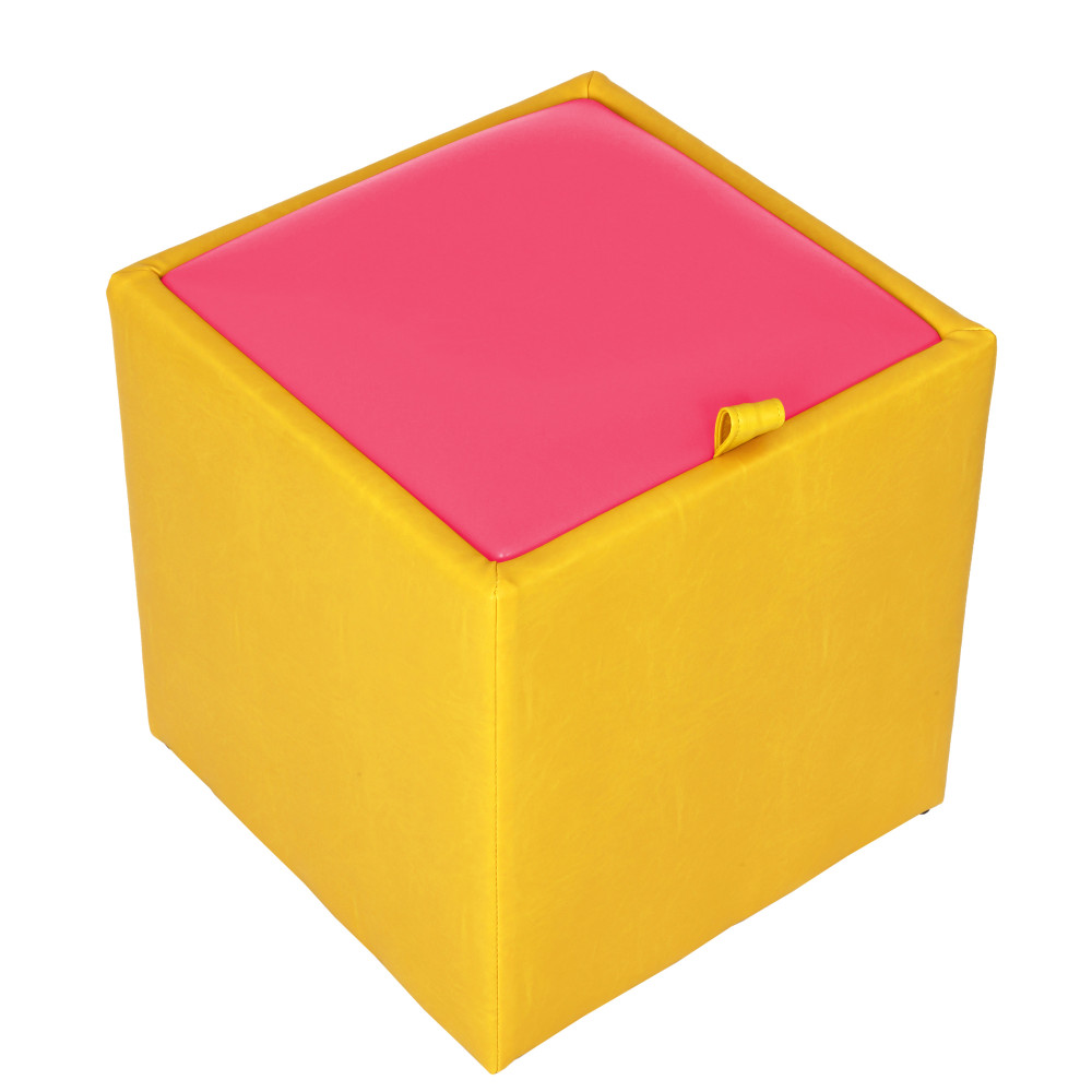 Taburet Box - imitatie piele galben/roz - 22168/21896 Taburet Box - imitatie piele galben/roz - 22168/21896
