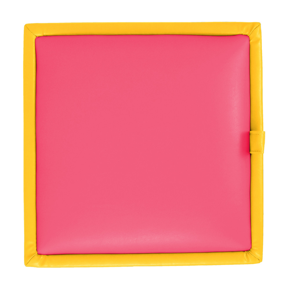 Taburet Box - imitatie piele galben/roz - 22168/21896 Taburet Box - imitatie piele galben/roz - 22168/21896